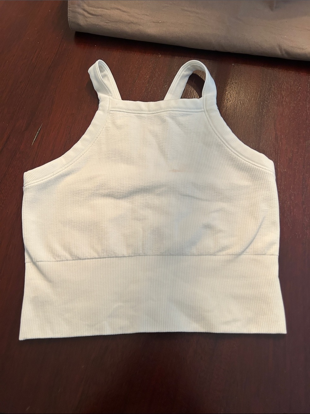 White Ribbed Square-Neck Crop Tank Top